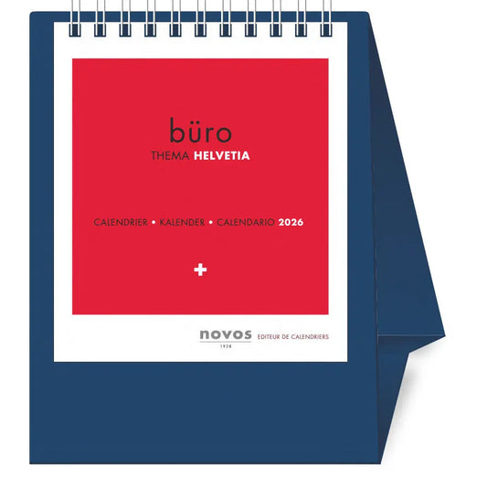 NOVOS Tischkalender Helvetia 2026 501043 1M/1S dunkelblau ML 11.5x14cm Idealshop