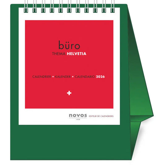 NOVOS Tischkalender Helvetia 2026 501081 1M/1S dunkelgrün ML 11.5x14cm Idealshop