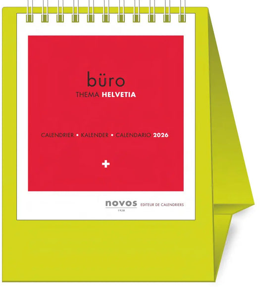 NOVOS Tischkalender Helvetia 2026 501098 1M/1S hellgrün ML 11.5x14cm Idealshop