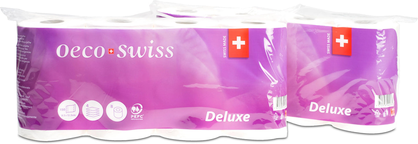 OECO SWISS Toilettenpapier Deluxe 1584403 4-lagig, 8 Rollen à 150 Blatt Idealshop