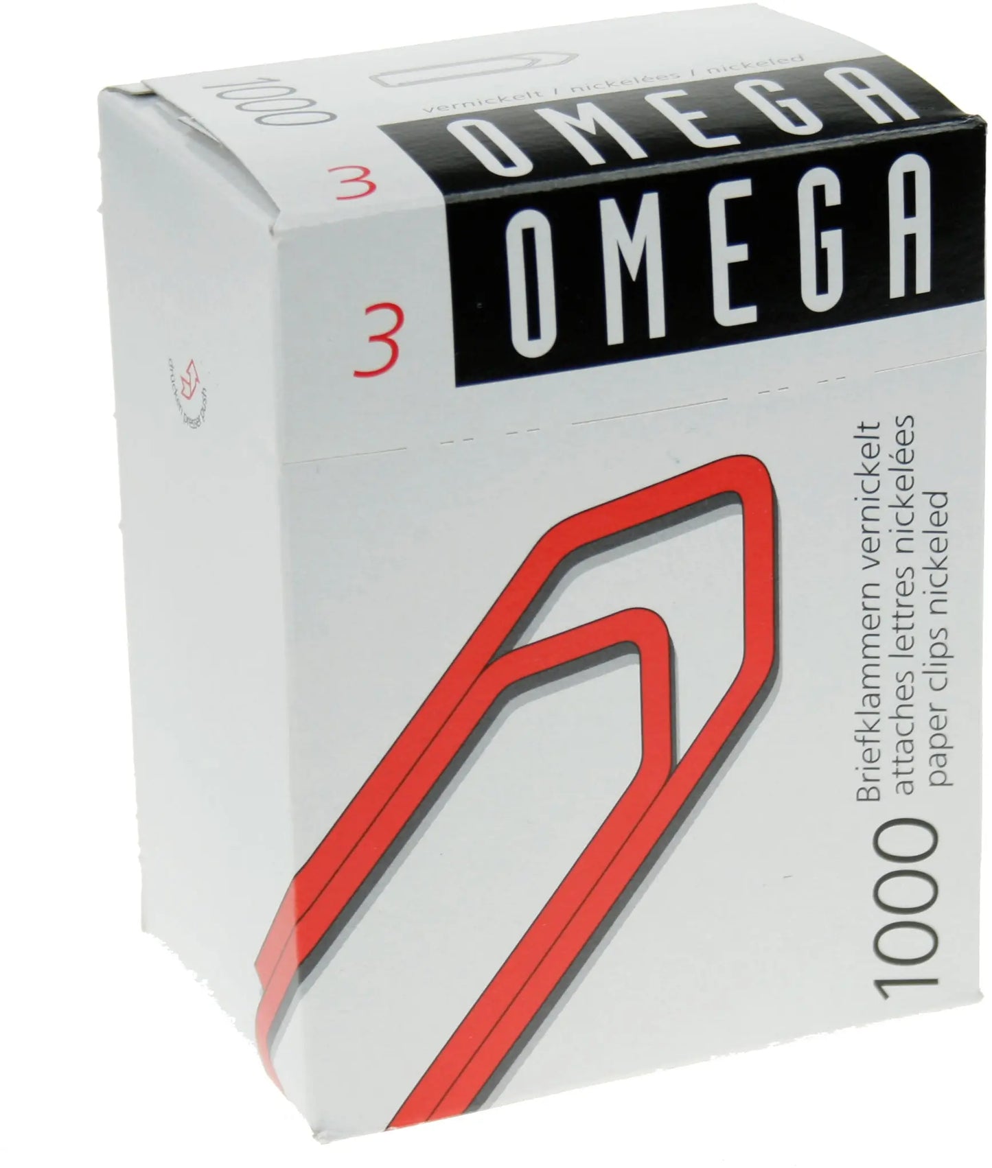 OMEGA Büroklammern Gr.3 3/1000 vernickelt, 28mm 1000 Stück Idealshop