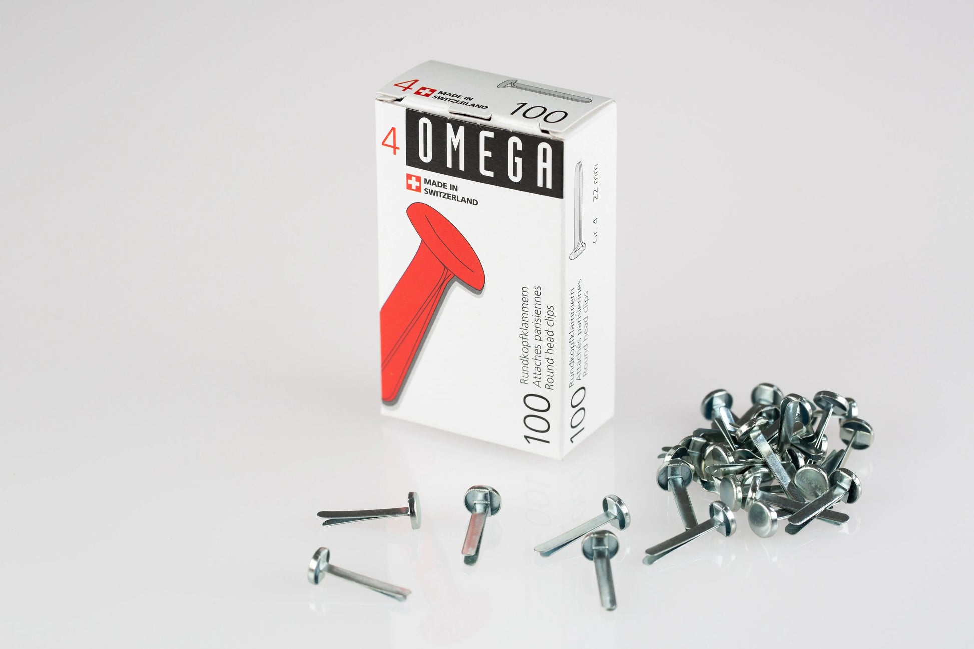OMEGA Rundkopfklammern 4 22mm 134020492 Alu 100 Stück Idealshop