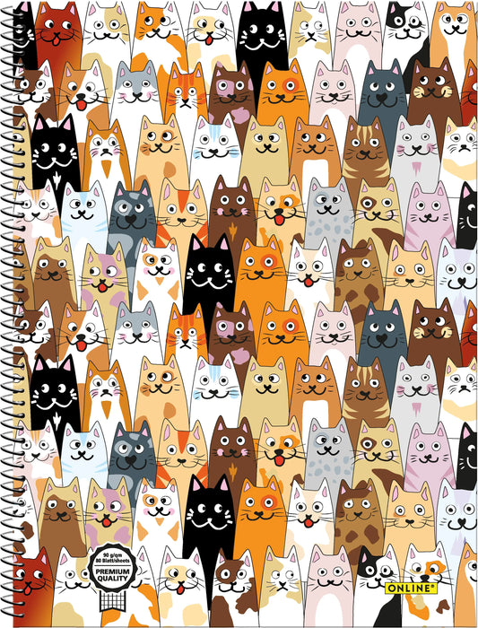 ONLINE    Collegeblock Fluffy Cats    A4 Idealshop