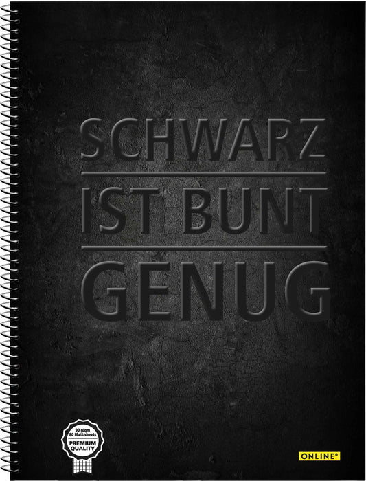 ONLINE    Collegeblock Schwarz        A4 Idealshop