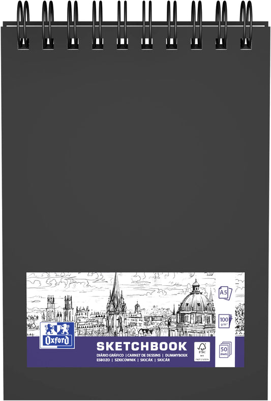 OXFORD Skizzenbuch A5 400152644 schwarz, blanco, 100g 50 Blatt Idealshop