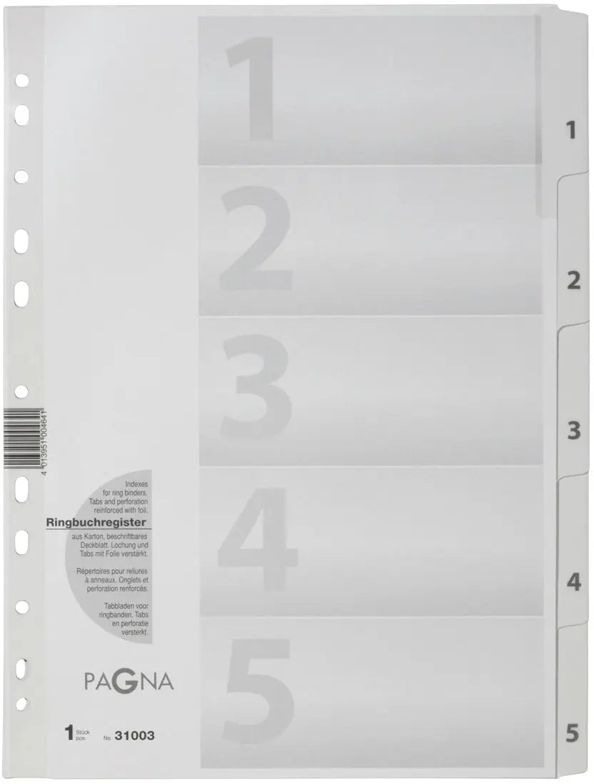 PAGNA Kartonregister A4 31003-08 weiss 5-teilig, 1-5 Idealshop