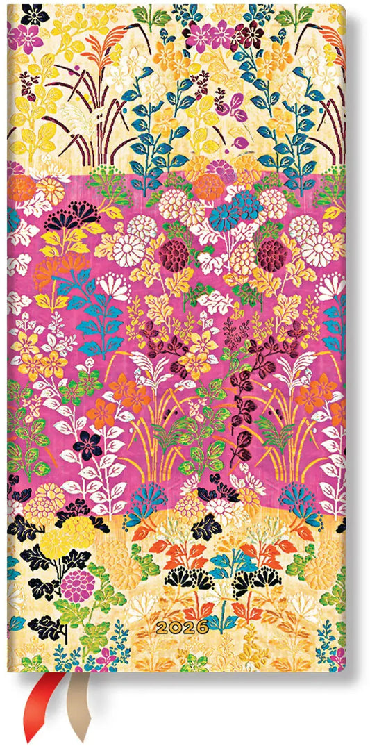 PAPERBLANKS Agenda Kara-ori Pink 2026 DD0579-8 1W/2S HOR schlank DE 9x18cm Idealshop