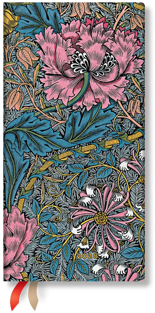 PAPERBLANKS Agenda Morris Heckenkirs. 2026 DD0580-4 1W/2S HOR schlank DE 9x18cm Idealshop