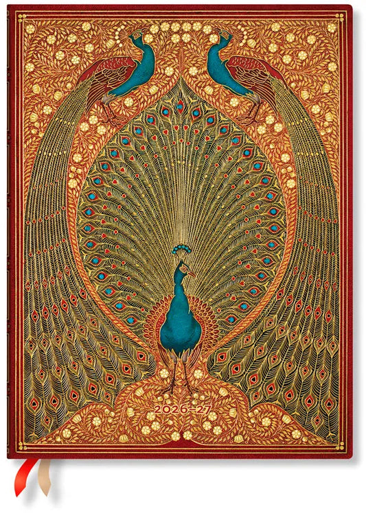 PAPERBLANKS Agenda Pfauen Ultra 26/27 DD1735-7 1W/2S 18M DE VER HC 18x23cm Idealshop