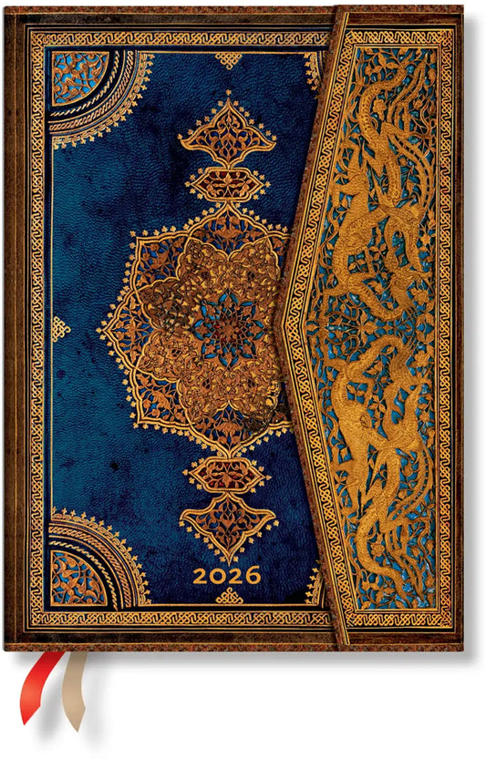 PAPERBLANKS Agenda Safawidisch Indigo 2026 DD0617-7 1W/1S VSO Midi HC DE 13x18cm Idealshop