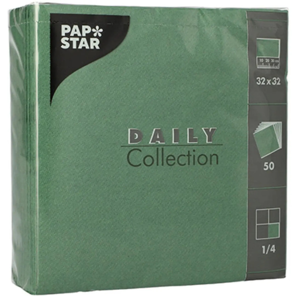 PAPSTAR Servietten PAP86974 3-lagig, dunkelgrün, 50 Stk. Idealshop