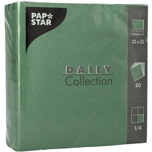 PAPSTAR Servietten PAP86974 3-lagig, dunkelgrün, 50 Stk. Idealshop