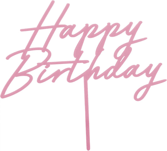 PARTYDECO Caketopper 16.5cm KPT79-081J Happy Birthday rosa Idealshop