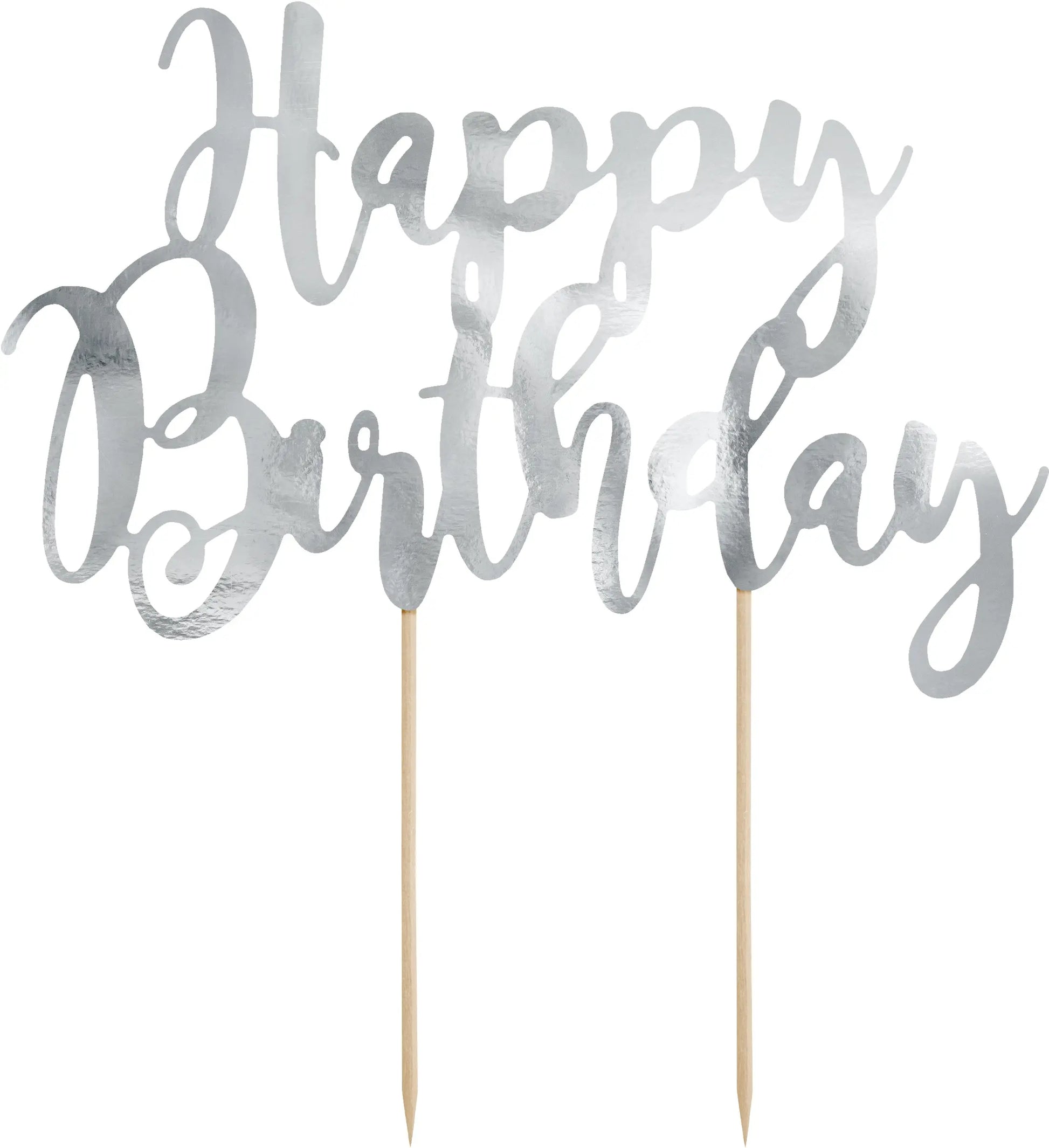 PARTYDECO Caketopper 22.5cm KPT11-018M Happy Birthday silber Idealshop