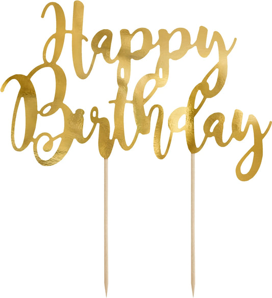 PARTYDECO Caketopper 22.5cm KPT11-019M Happy Birthday gold Idealshop