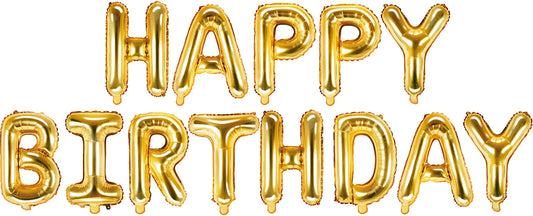 PARTYDECO Folienballon 340x35cm FB6M-019 Happy Birthday gold Idealshop
