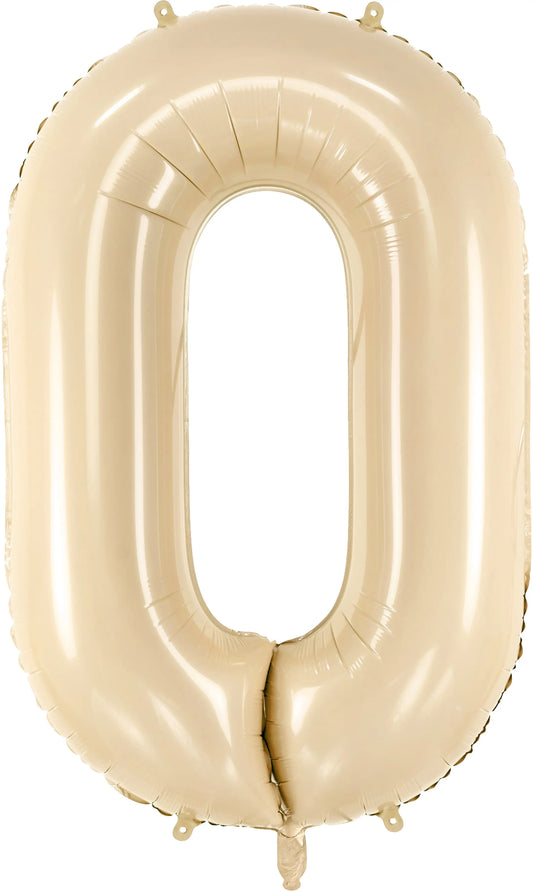 PARTYDECO Folienballon Ziffer 0 72cm FB230P-0-013 beige Idealshop