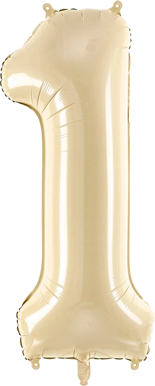 PARTYDECO Folienballon Ziffer 1 72cm FB230P-1-013 beige Idealshop