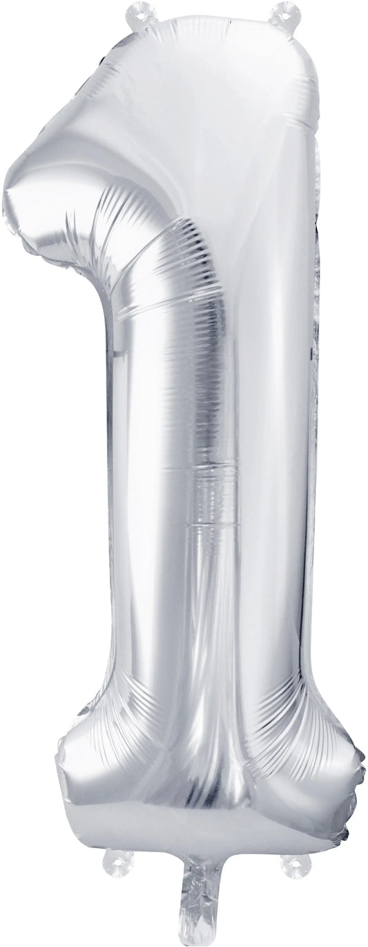 PARTYDECO Folienballon Ziffer 1 86cm FB1M-1-018 silber Idealshop