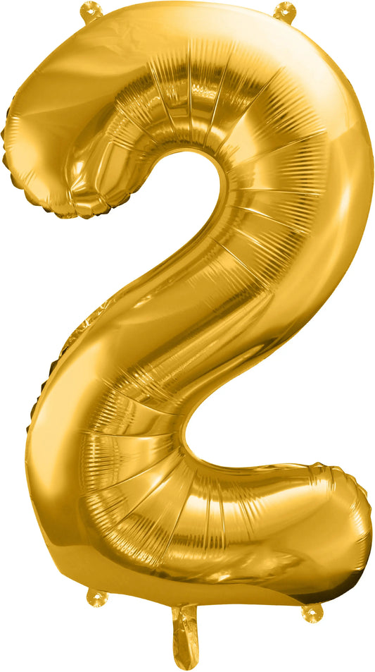 PARTYDECO Folienballon Ziffer 2 86cm FB1M-2-019 gold Idealshop