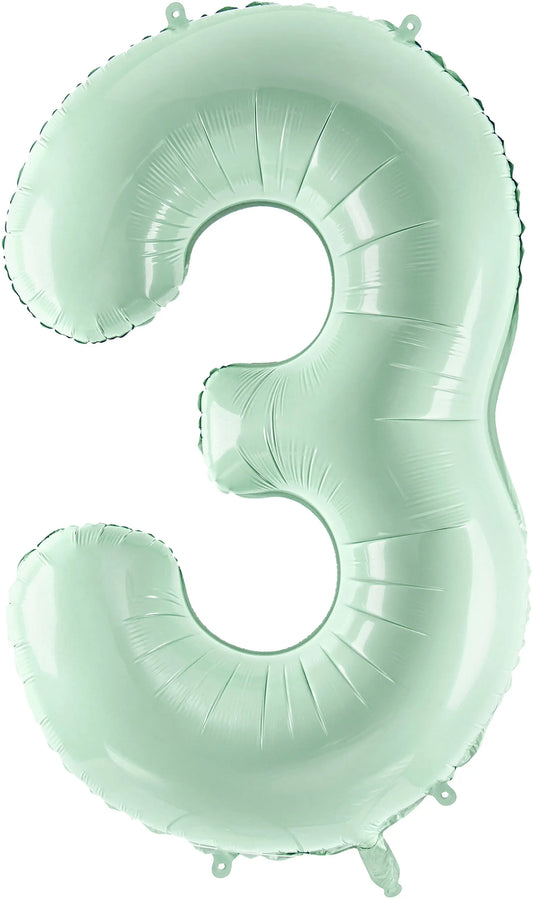 PARTYDECO Folienballon Ziffer 3 72cm FB230G-3-012 hellgrün Idealshop