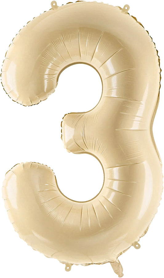 PARTYDECO Folienballon Ziffer 3 72cm FB230P-3-013 beige Idealshop