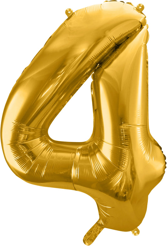 PARTYDECO Folienballon Ziffer 4 86cm FB1M-4-019 gold Idealshop