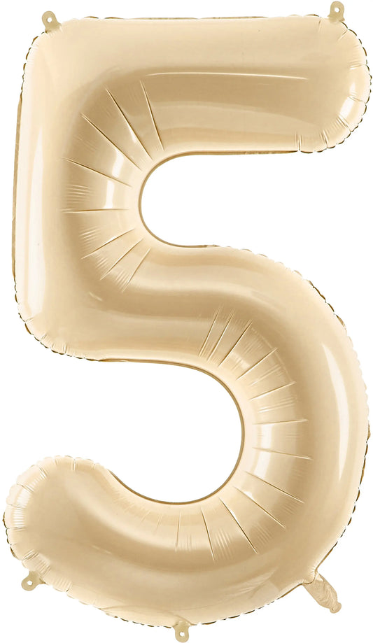 PARTYDECO Folienballon Ziffer 5 72cm FB230P-5-013 beige Idealshop