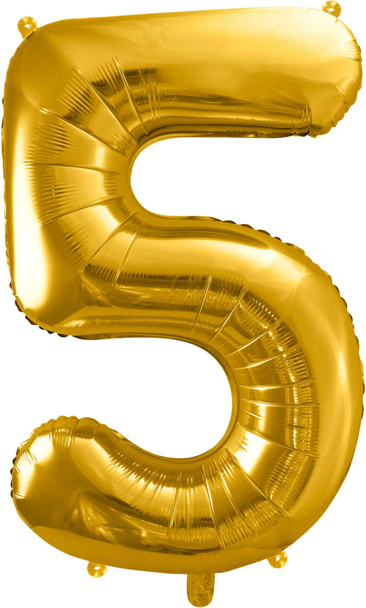 PARTYDECO Folienballon Ziffer 5 86cm FB1M-5-019 gold Idealshop