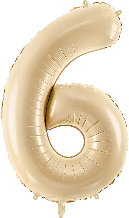 PARTYDECO Folienballon Ziffer 6 72cm FB230P-6-013 beige Idealshop