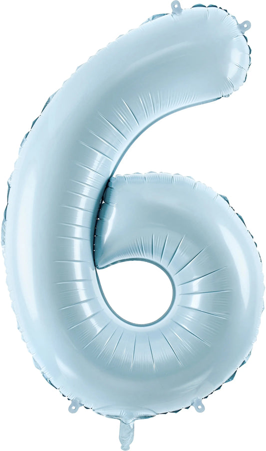 PARTYDECO Folienballon Ziffer 6 72cm FB230P6001J hellblau Idealshop
