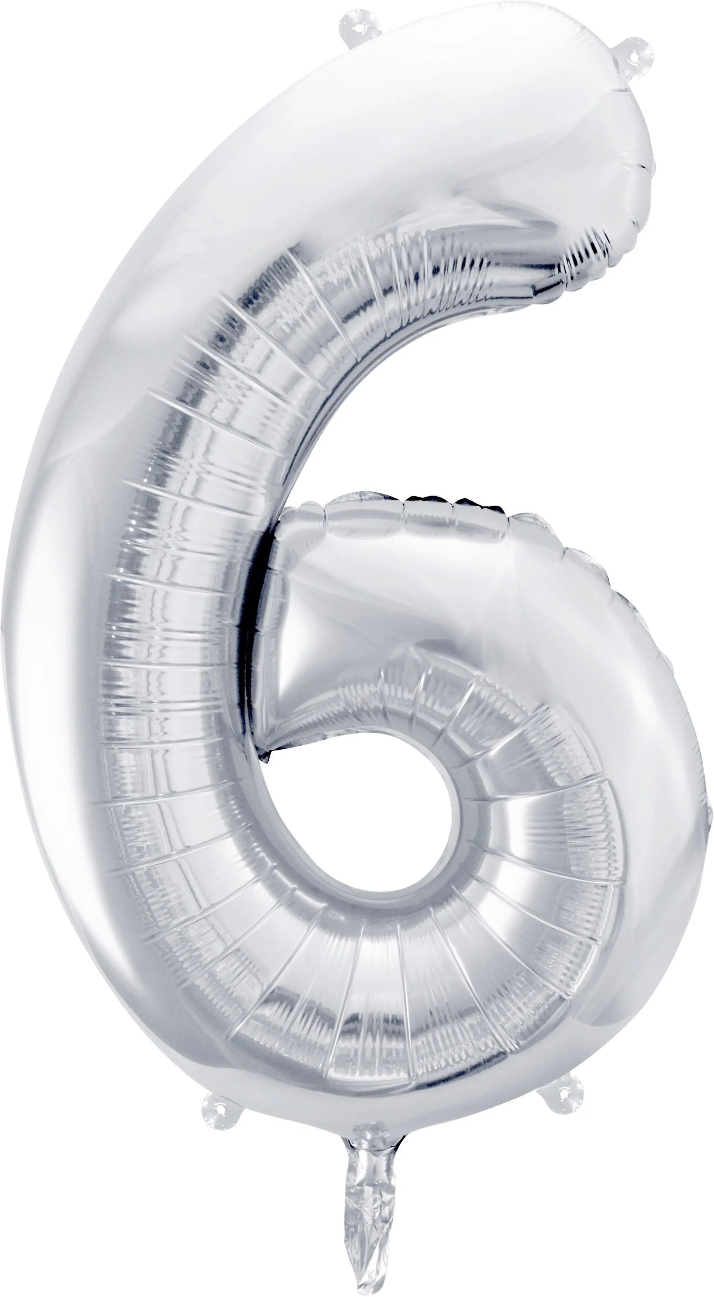 PARTYDECO Folienballon Ziffer 6 86cm FB1M-6-018 silber Idealshop