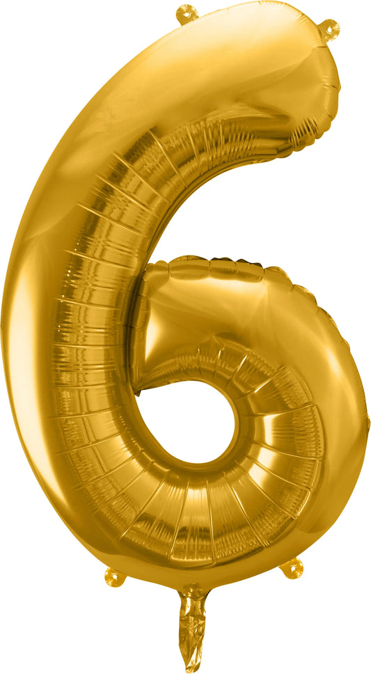 PARTYDECO Folienballon Ziffer 6 86cm FB1M-6-019 gold Idealshop