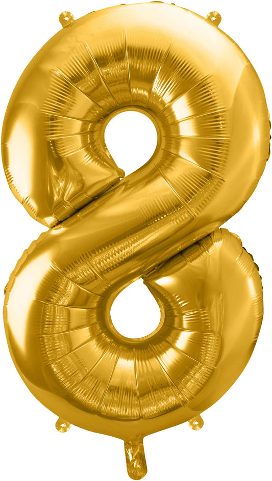 PARTYDECO Folienballon Ziffer 8 86cm FB1M-8-019 gold Idealshop
