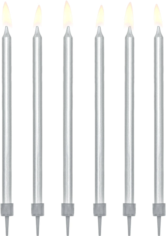 PARTYDECO Geburtstagskerzen 12.5cm SCD-1-018ME silber 12 Stück Idealshop