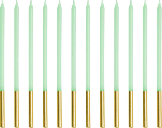 PARTYDECO Geburtstagskerzen 14cm SCD-4-102 hellgrün 12 Stück Idealshop