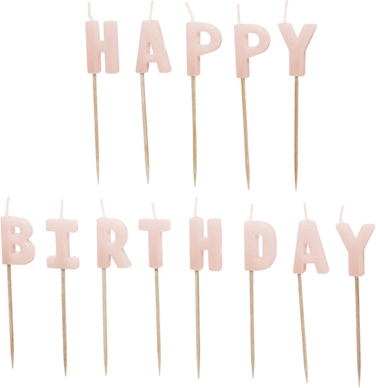PARTYDECO Kerzen Happy Birthday SCS-13-081 rosa Idealshop