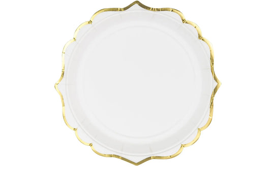 PARTYDECO Teller 18.5cm TPP30-008 weiss/gold 6 Stück Idealshop