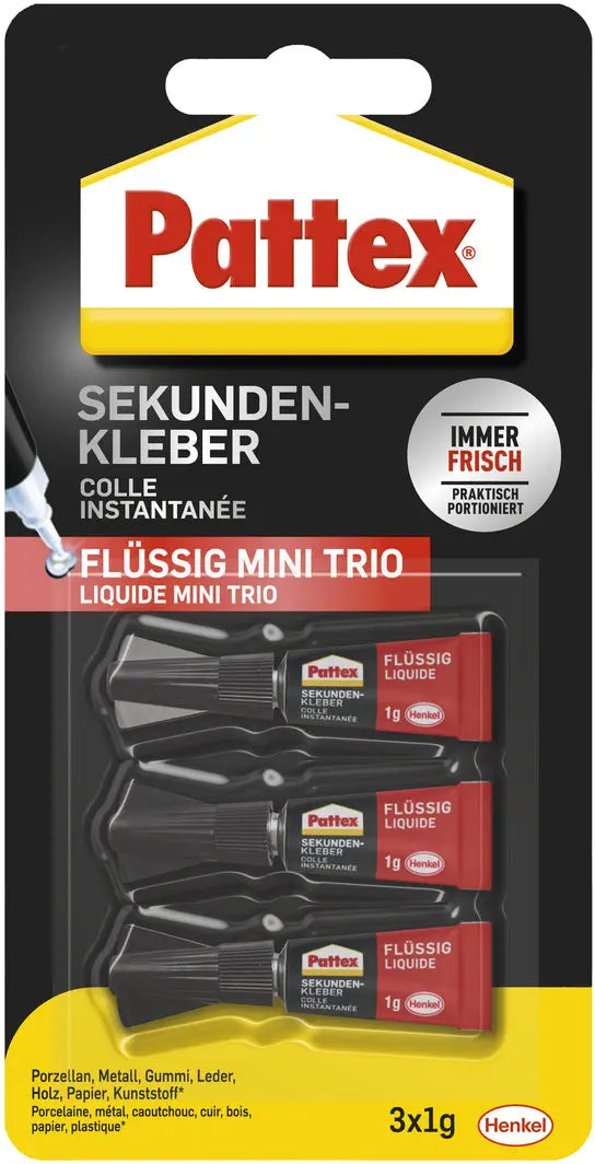 PATTEX Sekundenkleber Mini Trio PSMT3 flüssig 3x1g Idealshop