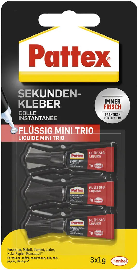 PATTEX Sekundenkleber Mini Trio PSMT3 flüssig 3x1g Idealshop
