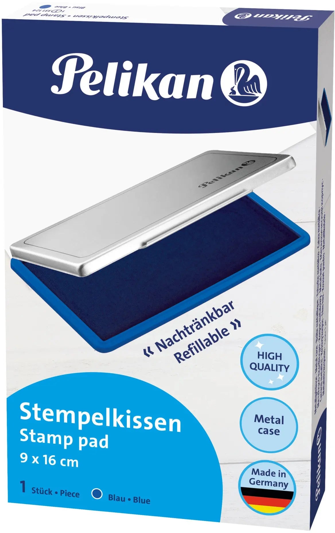 PELIKAN Metall-Stempelkissen blau 331124 Gr.1 16x9cm Idealshop