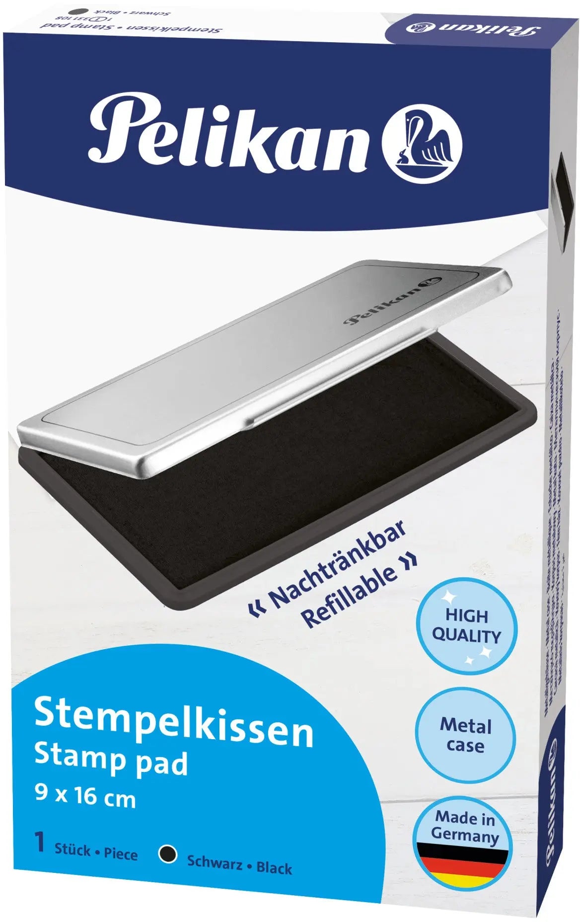 PELIKAN Metall-Stempelkissen schwarz 331108 Gr.1 16x9cm Idealshop