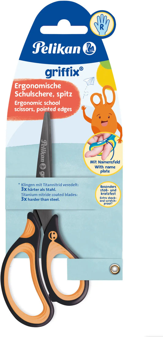 PELIKAN Schere spitz Griffix 819060 neon black, Rechtshänder Idealshop