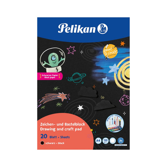 PELIKAN Zeichen- & Bastelblock 101578 Schwarz A4, 160 g/m2 Idealshop