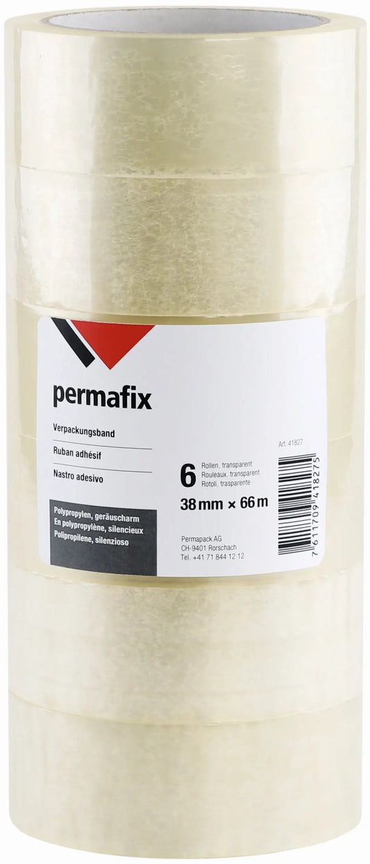 PERMAFIX Verpackungsband 41827 Transparent 38mmx66m 6Rollen Idealshop