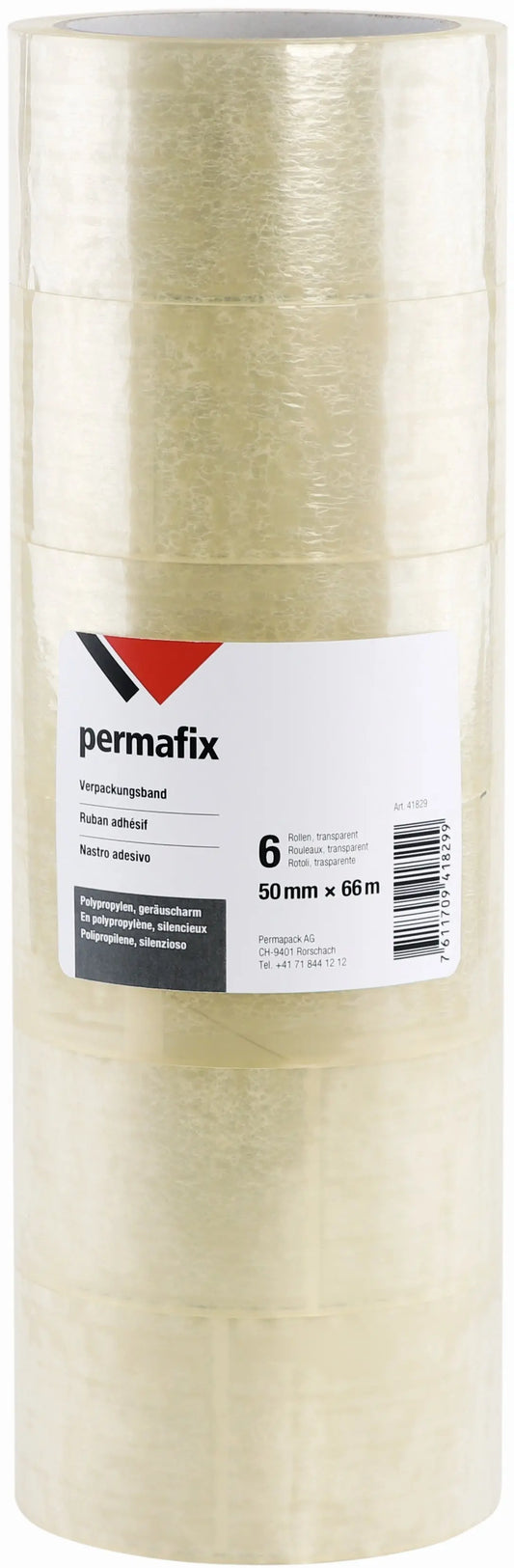PERMAFIX Verpackungsband 41829 Transparent 50mmx66m 6Rollen Idealshop