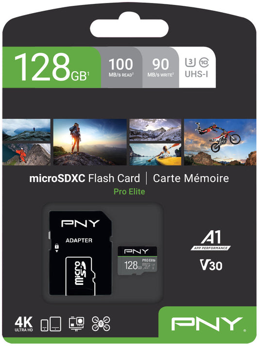 PNY micro-SDXC Pro Elite 128GB P-SDU128V31100PRO-GE UHS-I U3 A1 & adapter Idealshop
