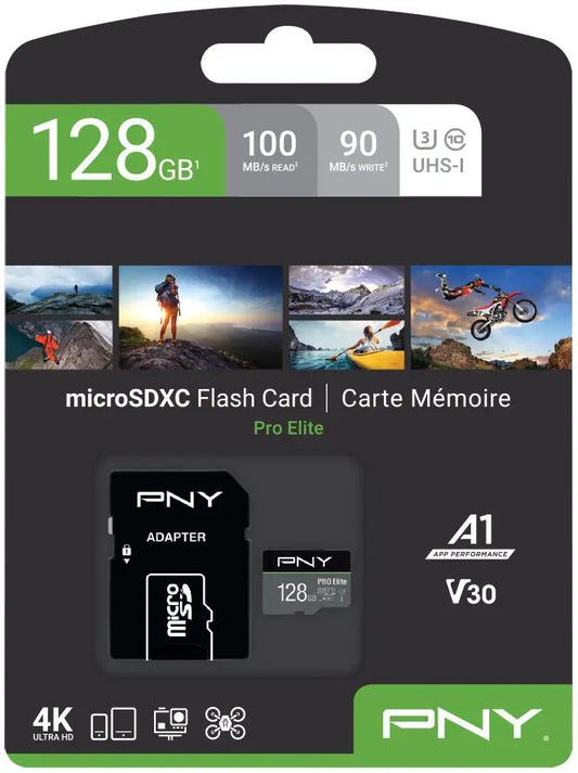 PNY micro-SDXC Pro Elite 128GB P-SDU128V31100PRO-GE UHS-I U3 A1 & adapter Idealshop
