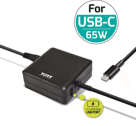 PORT PowerSupply 65W-Type-C EU 900097 black,& 1 charging USB Port Idealshop