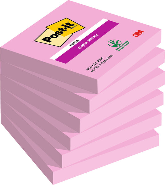 POST-IT Block Super Sticky 76x76mm 6546SSPNK Pink 6x90 Blatt Idealshop